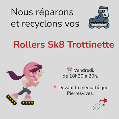 Ateliers de réparations ou récup les vendredis devant Pierresvives.